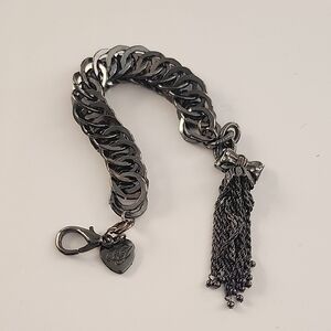 Betsey Johnson Black Chain Bracelet with Tassel